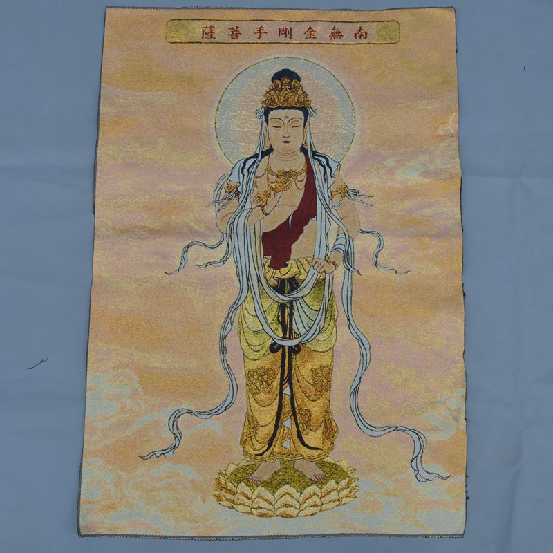 Brocade Silk silk weaving embroidery painting Tibetan Buddhist Donka Tang Katang South without the BodhisattBodhisattva portrait