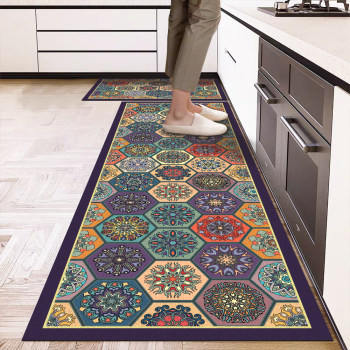 Retro american kitchen floor mats water and oil absorbent mats