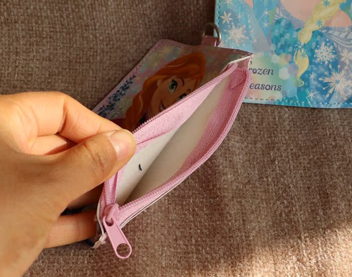 Đa chức năng! Công chúa đông lạnh gói thẻ Coin Purse 2 màu ví đựng thẻ atm có nút đẩy thẻ