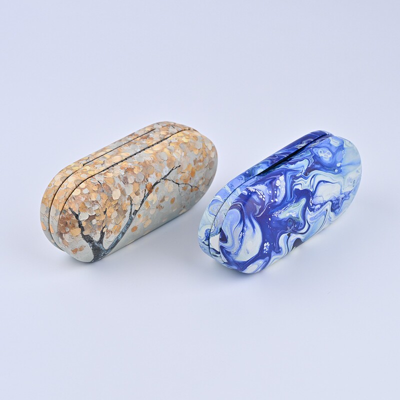 Blue Flow Pattern Frame Glasses Case Two-In-One Contact Lens Case
