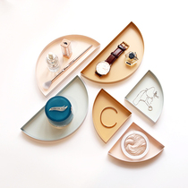 Mino Nordic Minimalist Design Semi-circular Metal Tray Jewelry Containing Candy Pan desktop Tray Hem