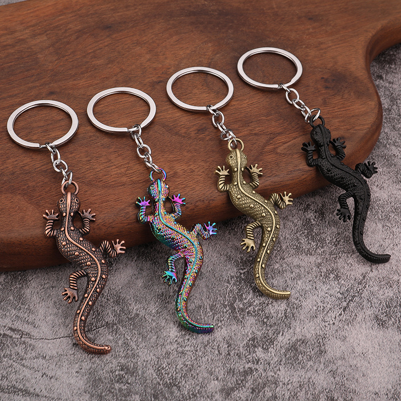 Cross-Border Hot-Selling Creative Lizard Keychain Pendant, Metal Lizard Keychain Pendant, Personalized Trendy Small Gift