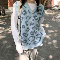 Cloth sauce Blue Leopard soft waxy mohair BAO WEN jacquard loose VAT vest