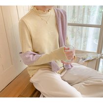 Original cloud ocean skin-friendly two-color texture semi-high collar base shirt long sleeve T-shirt women autumn and winter