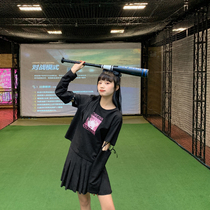 Commoner sauce original ancient diffuse print-design sense lace-up two wear black short-sleeved T-shirt women 21 spring and summer new