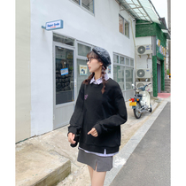 Cloth sauce original fireworks retro check shirt collar stitching fake two sweater jacket women Autumn New