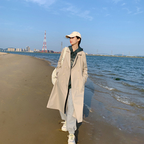 Cloth sauce original monsoon and other sea light industry suit suit collar loose Middle long double-breasted windbreaker coat female autumn