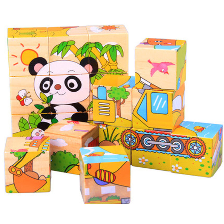 3d Three-dimensional Wooden Six-sided Picture Jigsaw Puzzle Building Puzzle Jigsaw Puzzle Toddler Baby 3-6-year 5 old 5-year-old Child Puzzle Toy
