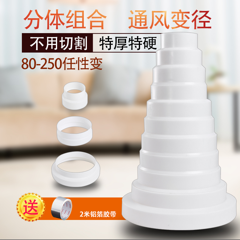 Yuba ventilation fan Exhaust pipe size head hood reducer interface Ventilation system two-piece reducer joint