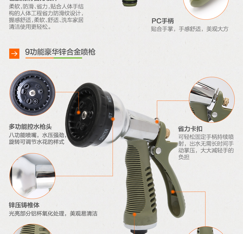 Worthworth tưới nước vòi phun dụng cụ làm vườn dụng cụ làm vườn tưới xe rửa vòi phun khung súng phun dụng cụ làm vườn chuyên nghiệp