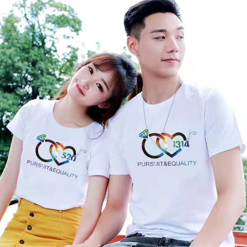 Couple's Summer Clothing 2026 New Trendy Wedding Photo Outfit for Men and Women, Korean Style Versatile Student Pure Cotton Couple's Short-Sleeved T-Shirt Couple's Summer Clothing 2026 New Trendy Wedding Photo Outfit for Men and Women, Korean Style Versatile Student Pure Cotton Couple's Short-Sleeved T-Shirt