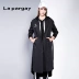 Lapargay Napajia phụ nữ mới mùa thu áo khoác dài màu đen áo khoác dài xẻ chữ thêu áo khoác dài - Trench Coat Trench Coat