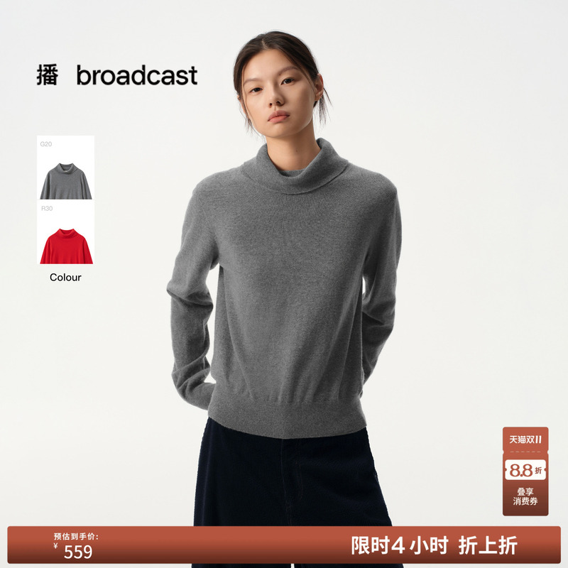 Winter Gray Loose-Fitting Slimming Half-Turtleneck Knitted Sweater for Women Bds4Sd3750