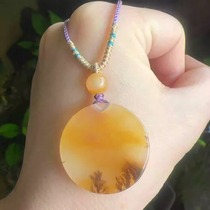 Yang Yujia Yunnan natural yellow dragon jade round water plant flower peace and quiet brand pendant pendant slightly defective certificate