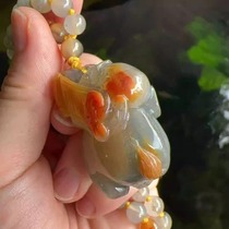 Yang Yujia Yunnan natural yellow dragon jade three-color ice seed gold sand old material auspicious elephant Ruyi sweater chain ancient style pendant