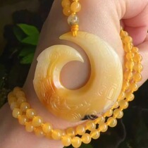Yang Yujia Yunnan natural yellow dragon jade water plant flower antique finely carved wind and water rise safety buckle pendant certificate new product