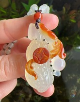 Yang Yujia Yunnan natural yellow dragon jade eggplant mountain old material pretty color business is booming peanut sweater chain pendant certificate