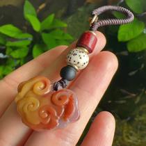 Yang Yujia Yunnan Natural Huanglong Jade Eggplant Mountain Jinsha Fu Lu Shou Ancient Style Ruyi Car Bag Key Hanging Certificate New