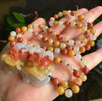 Yang Yujia Natural Yellow Dragon Jade Ice Seed Fortune Lushou and Longevity Three Color Carved Overlord Pixiu Hand Play Pendant Certificate Bead Chain New