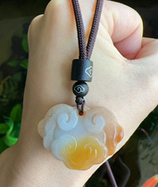 Yang Yujia Yunnan Natural Huanglong Jade Chicken Oil Gold Sand Material Satisfying Retro Style Lock Pendant Certificate