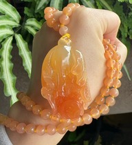 Yang Yujia Yunnan natural yellow dragon jade small black mountain ice species rouge red cabbage wealth sweater chain pendant certificate