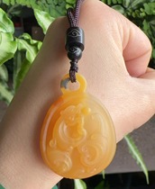 Yang Yujia Yunnan Natural Huanglong Jade Chicken Oil Yellow Frosted Texture Antique Engraved Chilong Pendant Certificate New