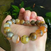 Yang Yujia Yunnan Natural Huanglong Jade Chicken Oil Yellow Water Grass Flower Lady 11 7MM Round Bead Bracelet Certificate National Style New