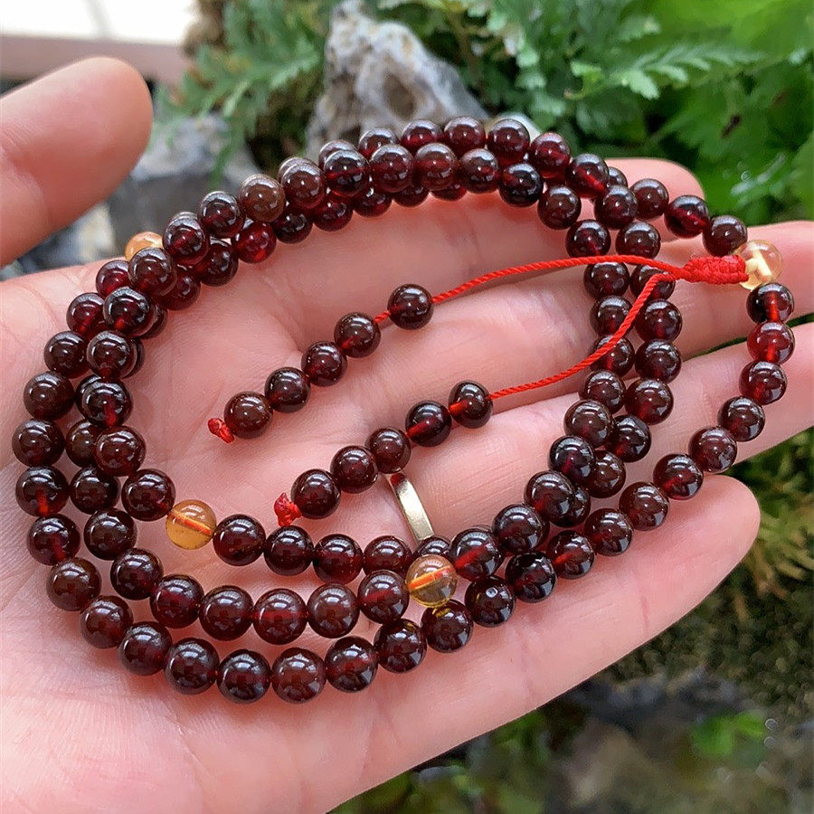 Yang Yujia Myanmar Natural amber Blood Pearl Gold Pearl 5 5MM121 beads Rosary HAND string necklace Certificate