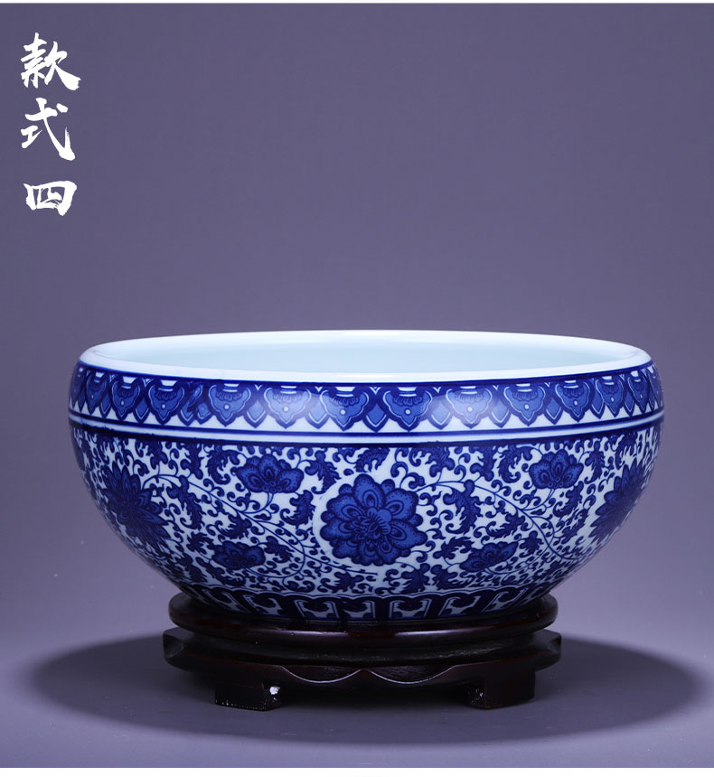 Jingdezhen ceramics aquarium feng shui turtle cylinder goldfish bowl water shallow basin daffodils lotus pond lily furnishing articles