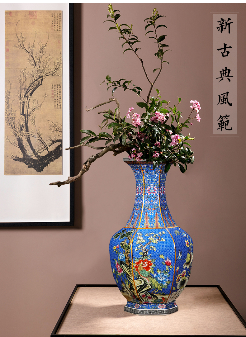 Jingdezhen ceramics imitation qianlong vase retro classic Chinese style household flower arrangement sitting room porch decoration furnishing articles