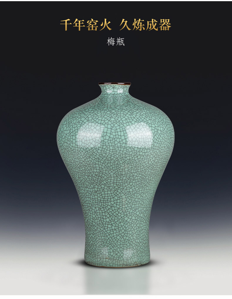 Jingdezhen ceramics archaize crack blue glaze on large vases, Chinese style restoring ancient ways home sitting room adornment is placed