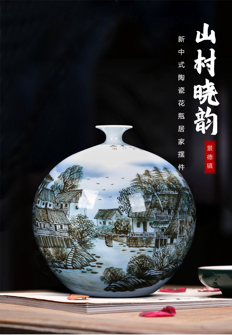 Jingdezhen ceramics hand - made under glaze blue and white porcelain vases, the sitting room of Chinese style household decorations furnishing articles housewarming gift