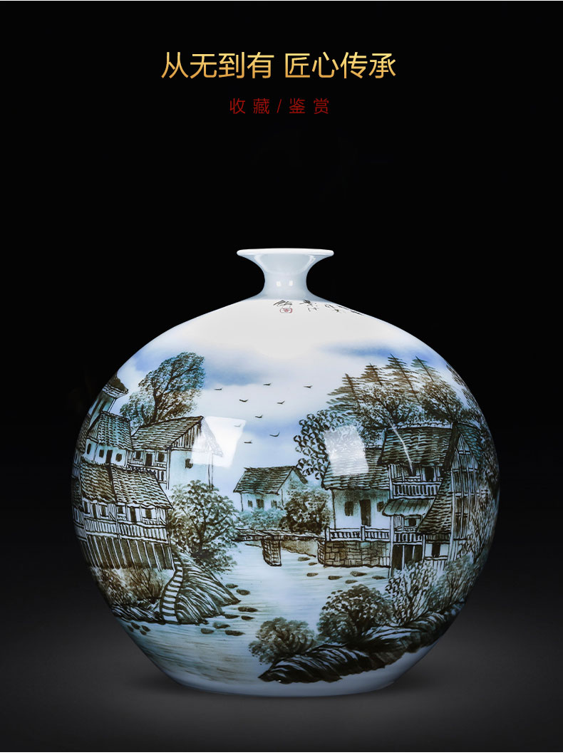 Jingdezhen ceramics hand - made under glaze blue and white porcelain vases, the sitting room of Chinese style household decorations furnishing articles housewarming gift