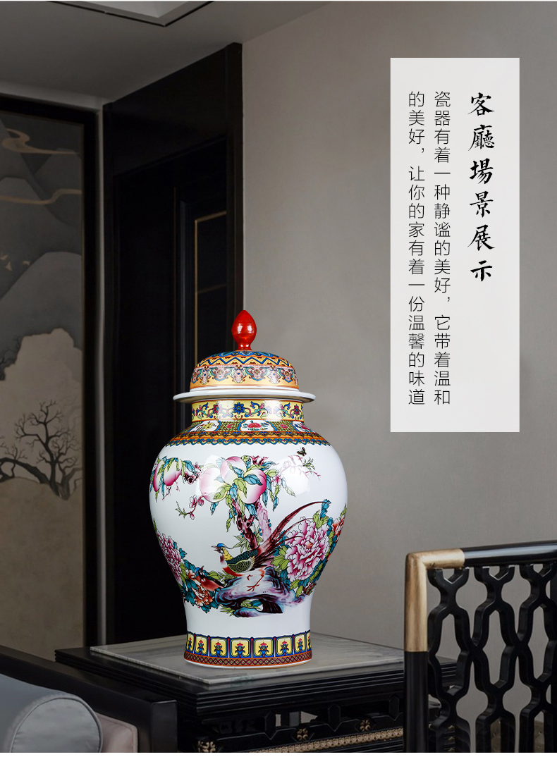 Jingdezhen ceramics powder enamel twelve gold hair pin general large storage tank cover pot household act the role ofing is tasted furnishing articles sitting room