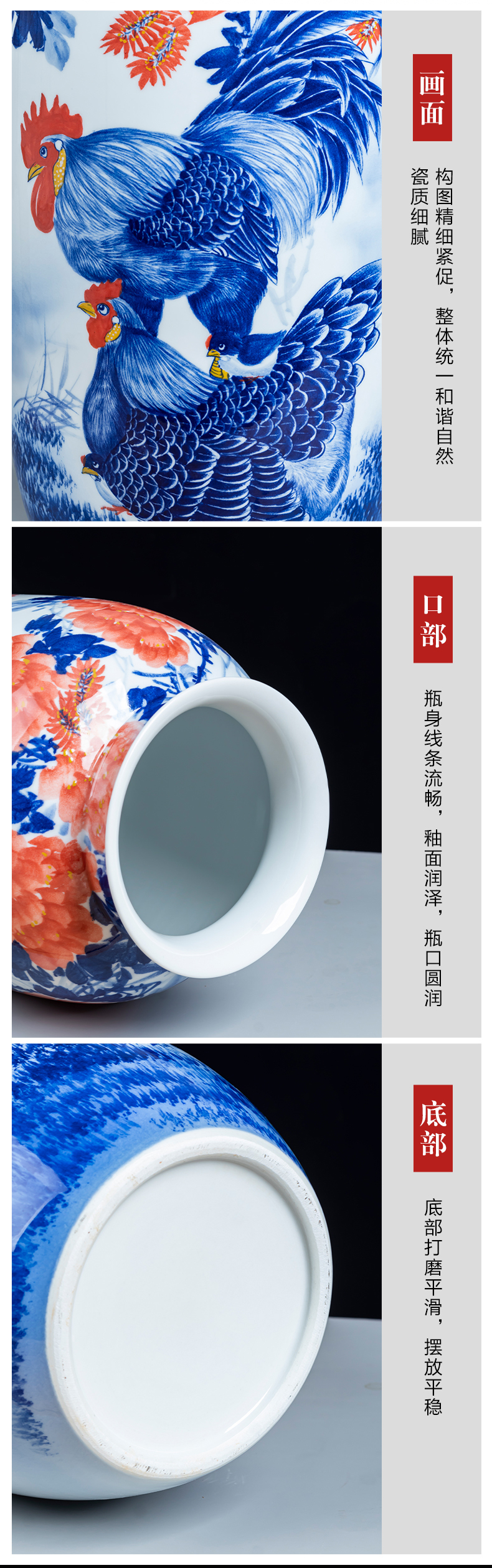 Hand - made of blue and white porcelain of jingdezhen ceramics idea gourd vases, new Chinese style household living room TV ark adornment furnishing articles