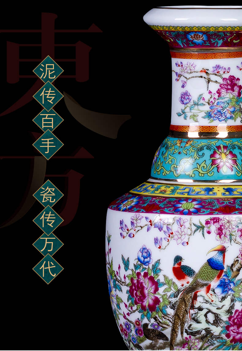 Jingdezhen ceramic antique colored enamel floret bottle of flower arranging furnishing articles furnishing articles rich ancient frame the sitting room of Chinese style household decoration