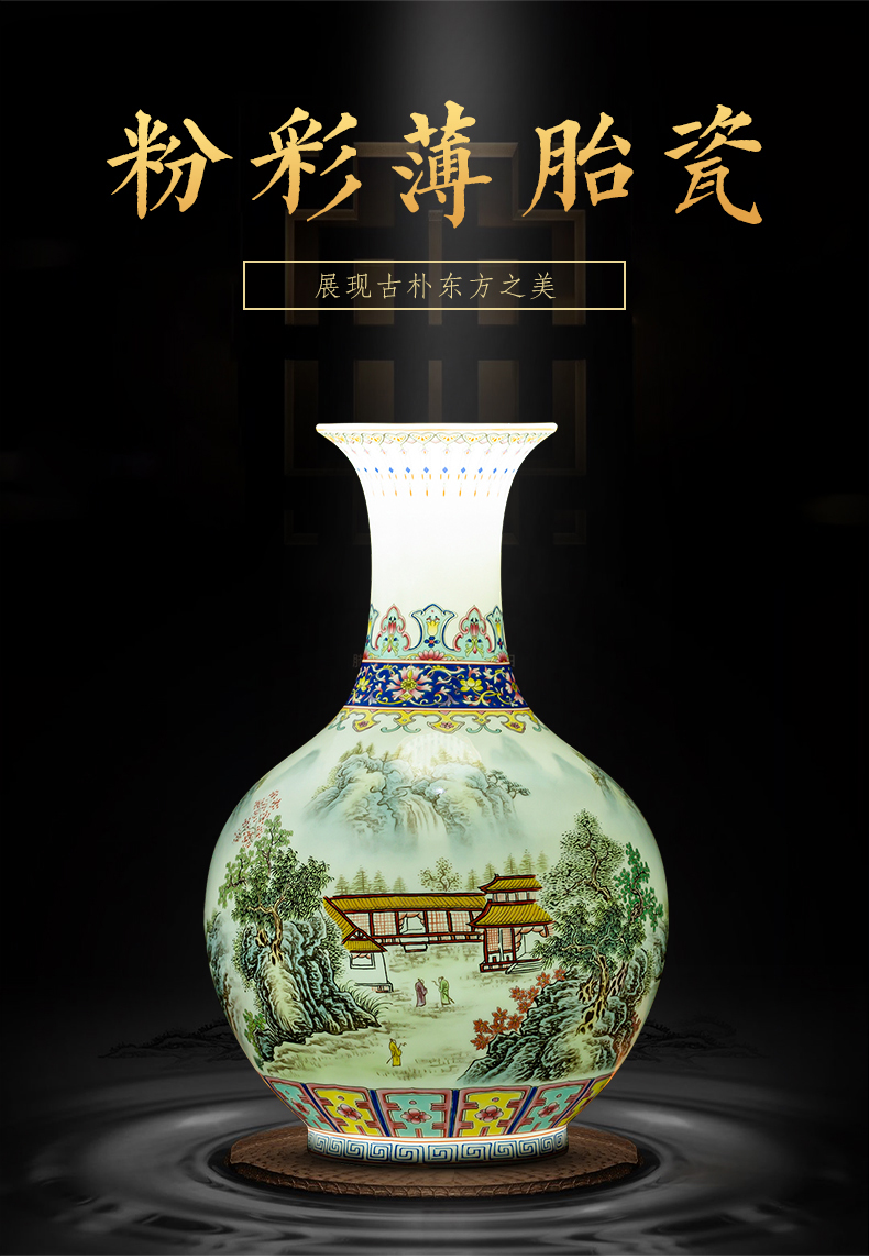 Jingdezhen porcelain ceramic pastel landscape Chinese vase furnishing articles home sitting room TV ark adornment ornament