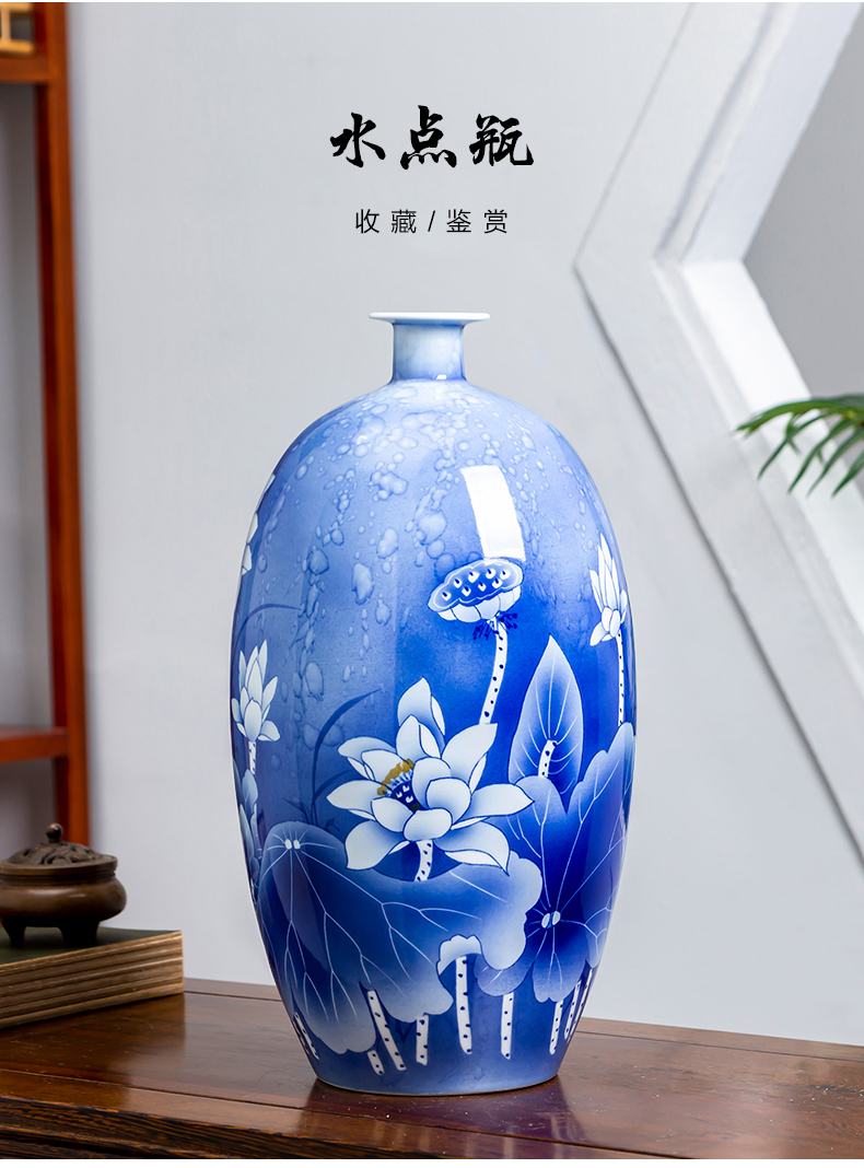 Jingdezhen ceramics hand - made lotus of blue and white porcelain vase flower arranging furnishing articles furnishing articles sitting room of Chinese style household decorations