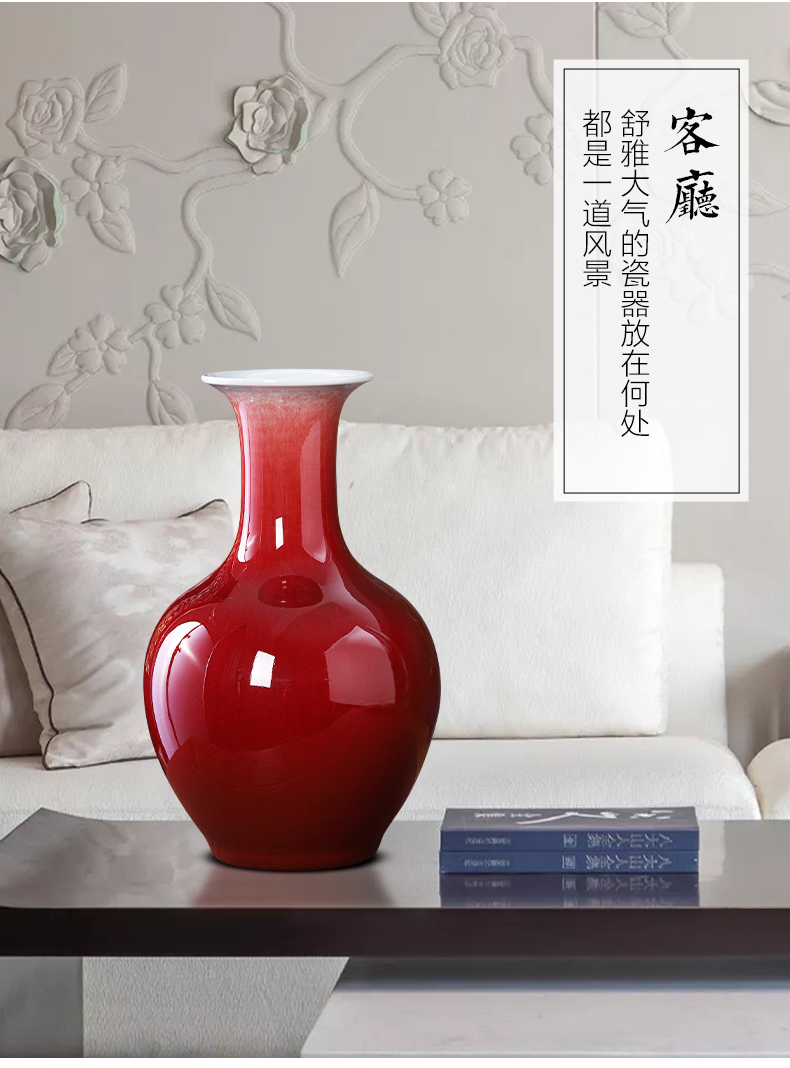 Jingdezhen ceramics ruby red vase flower arranging furnishing articles rich ancient frame Chinese style restoring ancient ways to live in the sitting room porch decoration