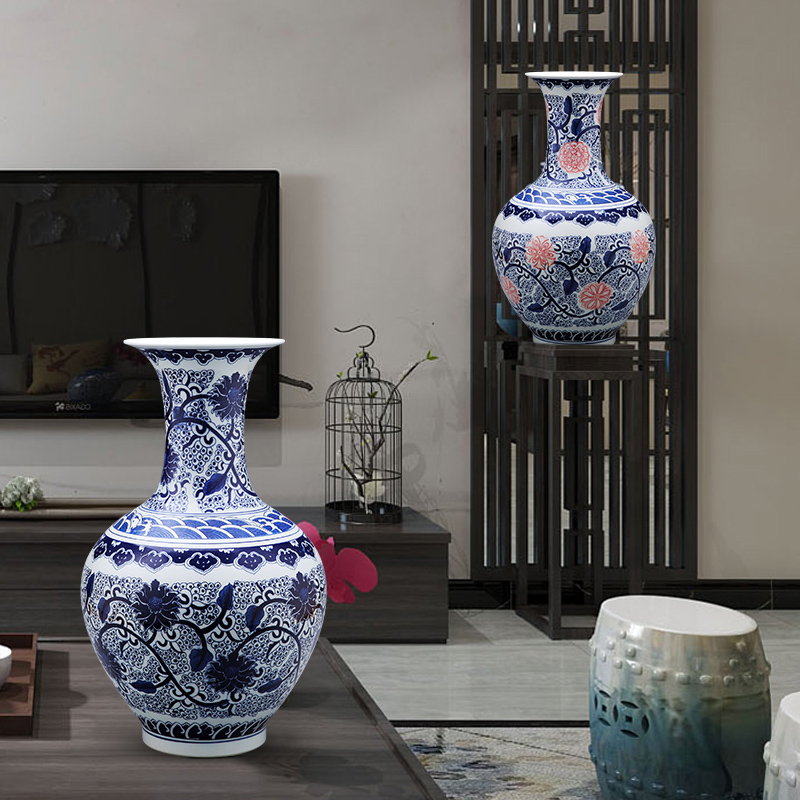 Jingdezhen ceramics antique hand - made flowers of blue and white porcelain bottle place to live in the sitting room TV ark adornment arranging flowers