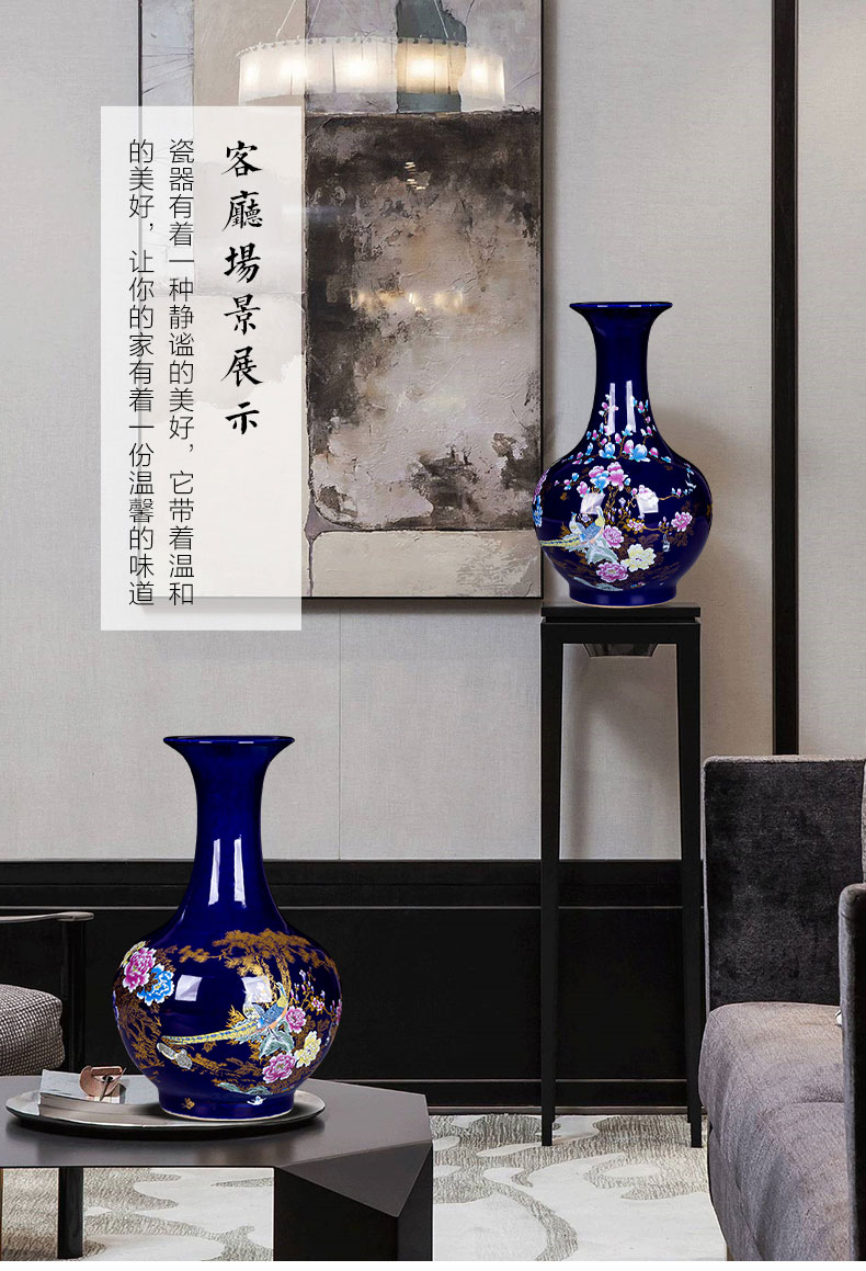 Jingdezhen ceramics medium Chinese vase flower arranging furnishing articles furnishing articles home rich ancient frame sitting room adornment porcelain