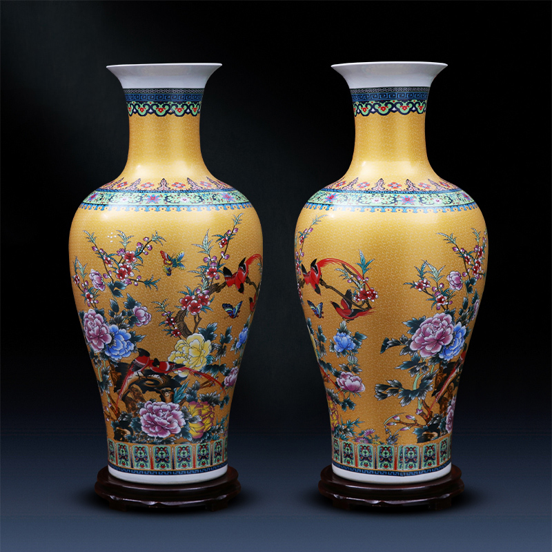 Jingdezhen ceramics of large vase large European colored enamel porcelain flower arrangement sitting room adornment is placed