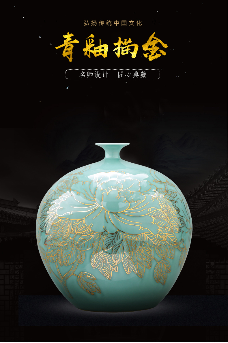 Jingdezhen ceramics hand - made the see colour blue glaze vase big pomegranate bottle of new Chinese style home sitting room adornment is placed