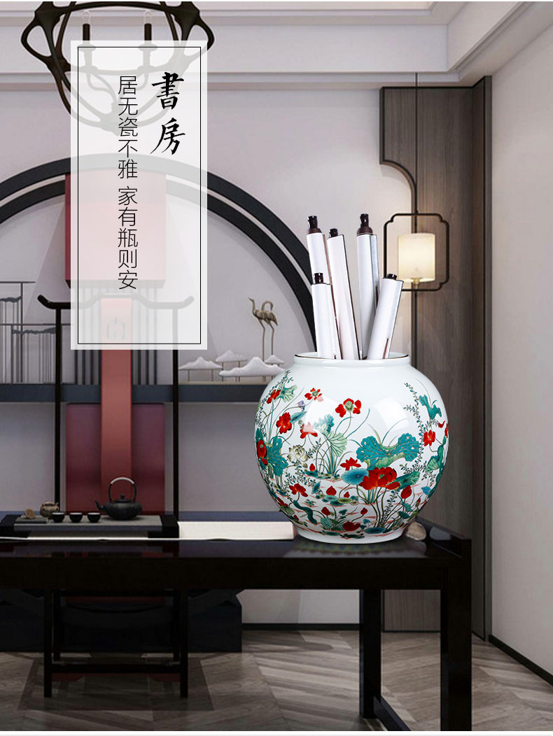 Jingdezhen ceramics vases newest autumn YunJing day big round pot Chinese style living room TV ark adornment furnishing articles