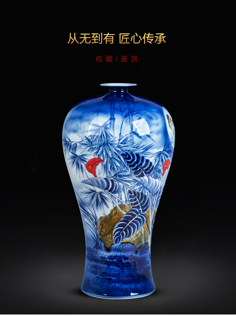Hand draw large blue and white porcelain is jingdezhen ceramics new sitting room of Chinese style household decorative porcelain vase landed furnishing articles