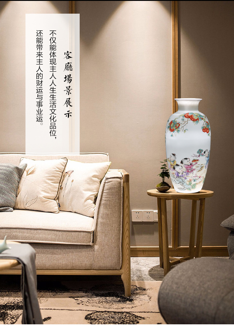 Jingdezhen ceramics powder enamel characters vases, flower arrangement sitting room place, Chinese style living room TV cabinet decoration decoration