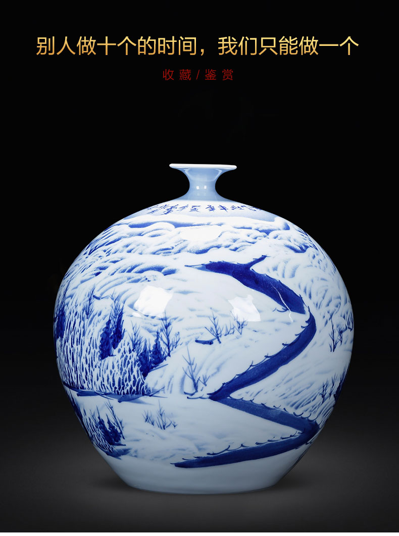 Jingdezhen ceramics hand - made under glaze blue and white porcelain vases, the sitting room of Chinese style household decorations furnishing articles housewarming gift