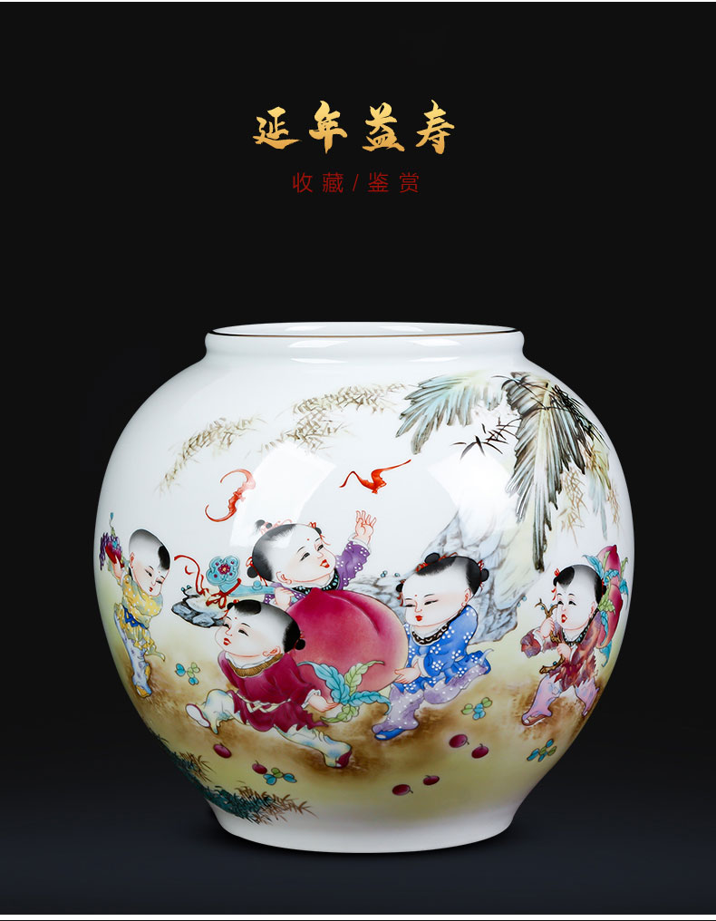 Jingdezhen ceramics vases newest autumn YunJing day big round pot Chinese style living room TV ark adornment furnishing articles