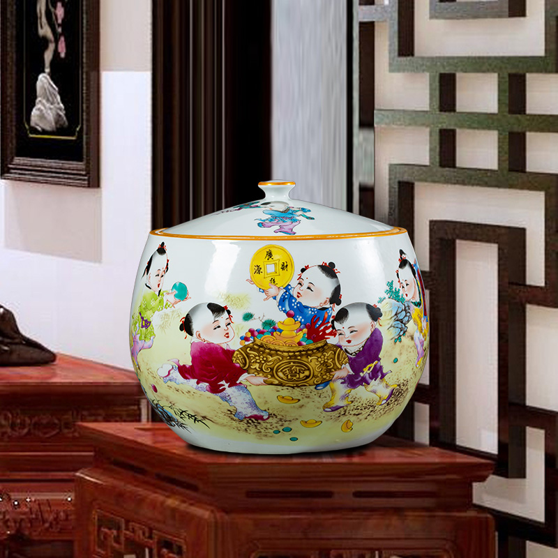 Jingdezhen ceramics caddy fixings loose tea pot a thriving business with cover seal storage tank large household moistureproof