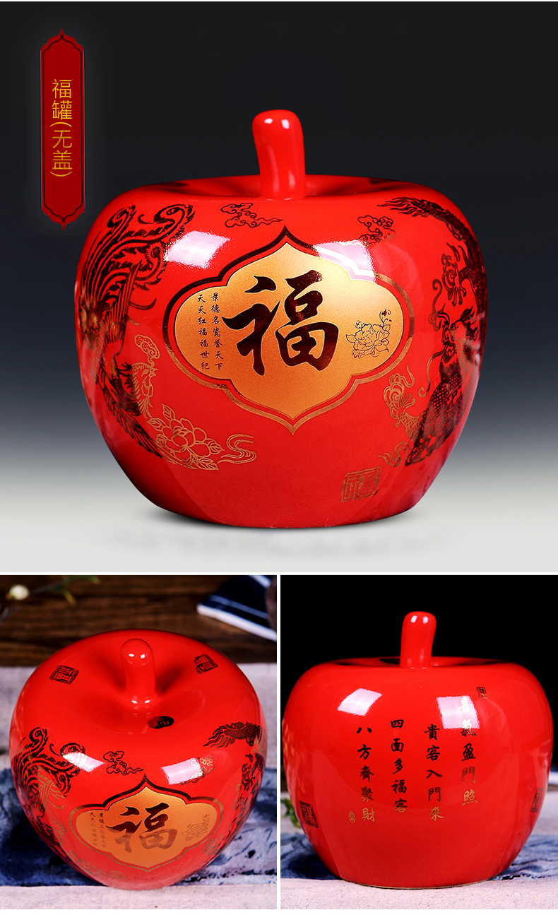 Jingdezhen ceramics vase furnishing articles China red apple with cover modern household adornment newly - I bridal chamber pot